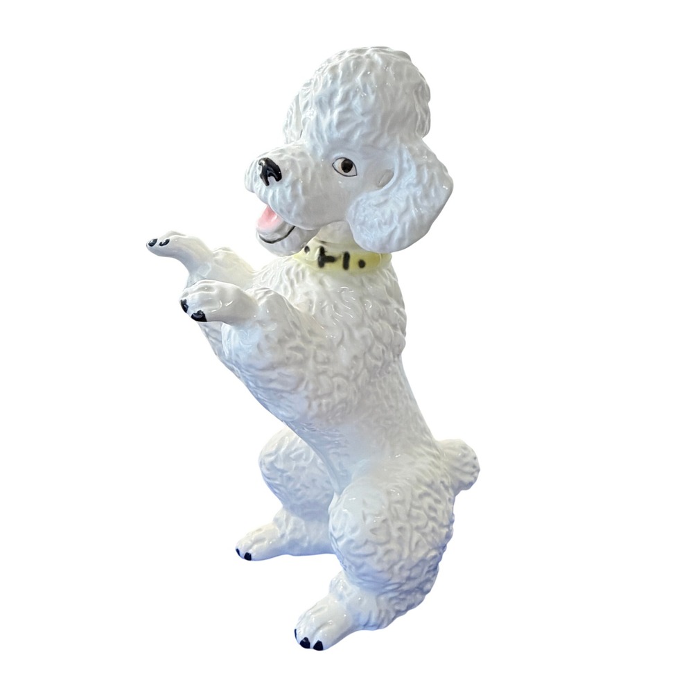 Vintage TALL White Ceramic Poodle Figurine Dog Japan Mid Century 10.5 Inch 2527 - Picture 2 of 11